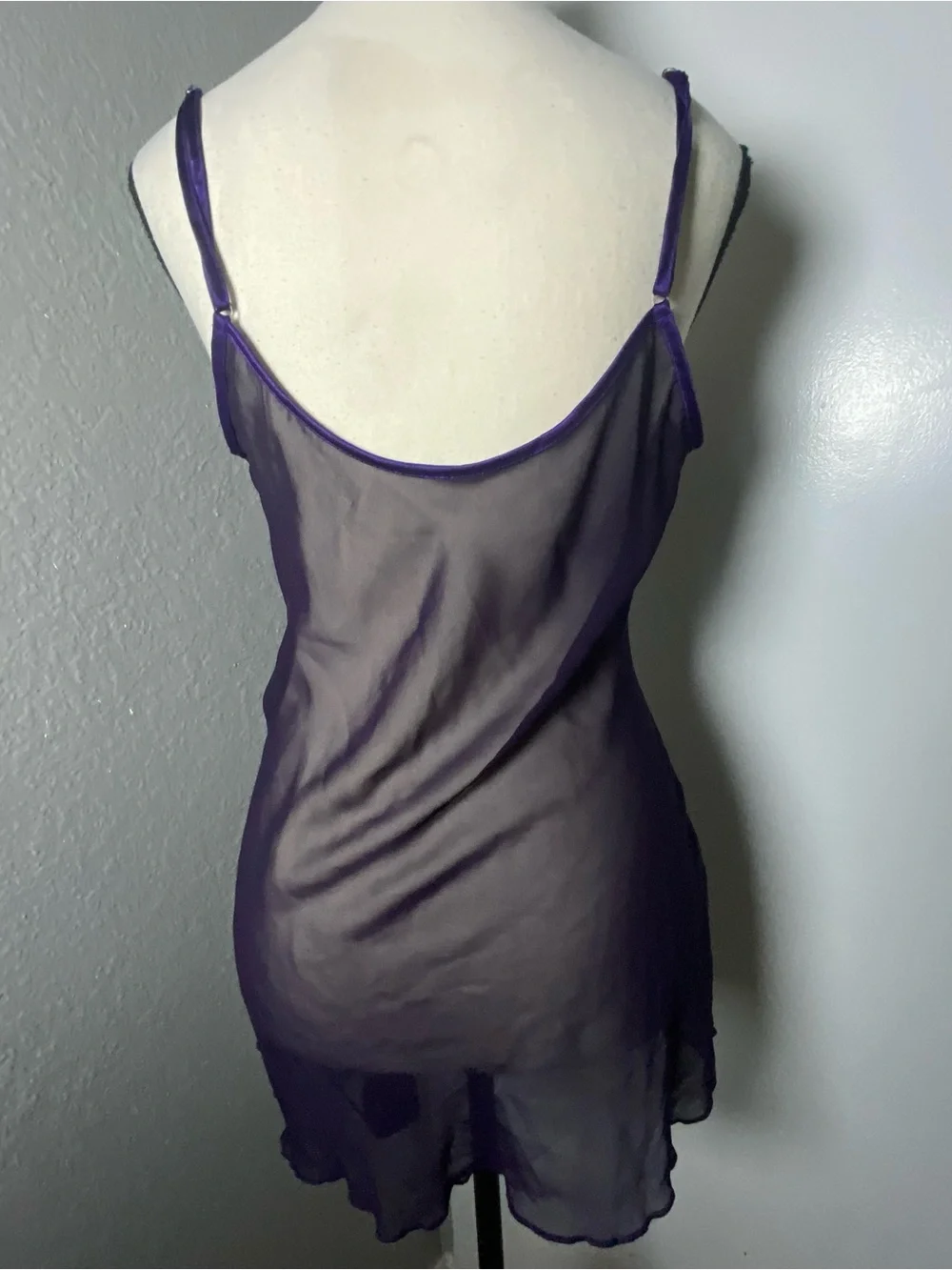 Y2K Sheer Purple Mesh Sarin Trim Slip Size Medium